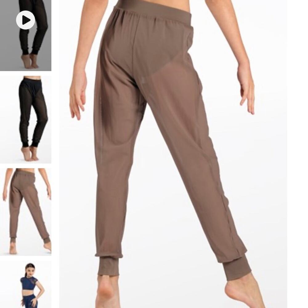 Balera Performance Mesh Jogger Pants in Mocha size Medium Child - Picture 2 of 8